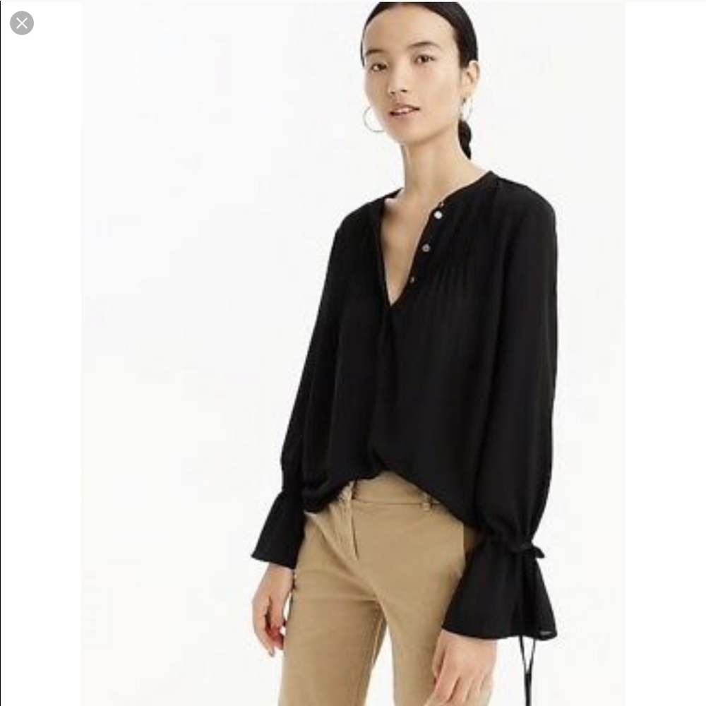 JCREW TALL Tie-Sleeve Top with Pintucks, TXL